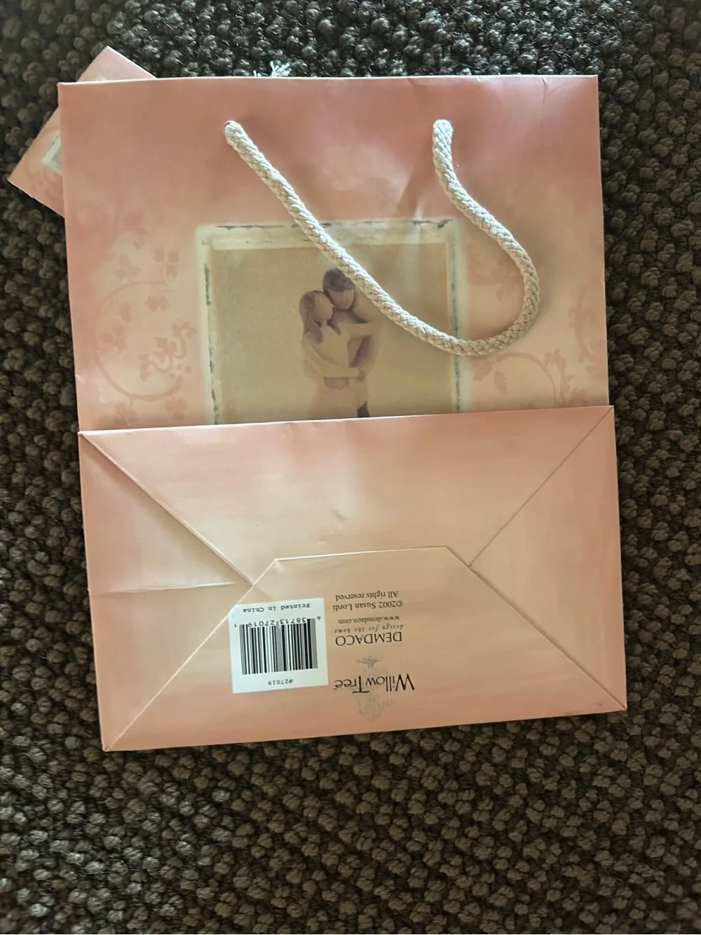 Willow Tree Pink Gift Bag with Rope Handles / Set of 2